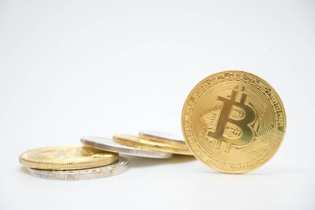 The concept of electronic currency Bitcoinの写真素材