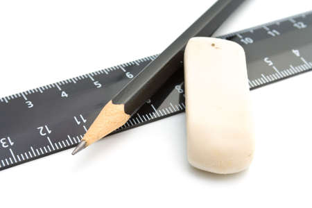 Ruler, eraser and a pencil  - Bussines a still-lifeの写真素材