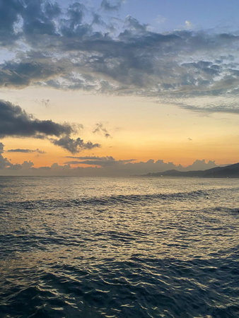 Sunset over the seaの写真素材