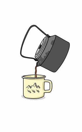 Coffee pot and cup on white background. Vector illustration.のイラスト素材