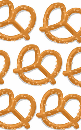 a pattern of pretzels on a white background. Food bakery patternのイラスト素材