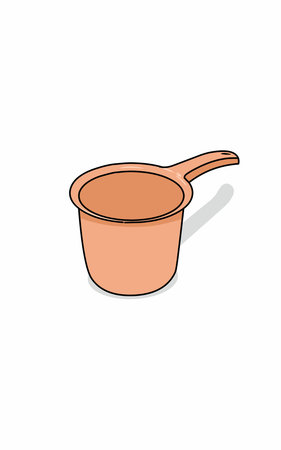 Orange colored bath ladle. Bath object Coloring pageのイラスト素材
