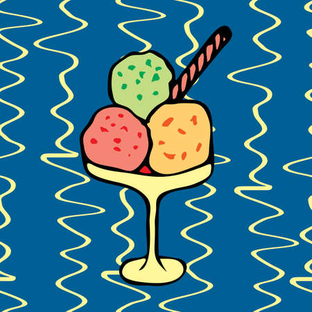 Ice cream hand drawn outline doodle icon. Cup decorated with ice cream sorbet vector sketch...