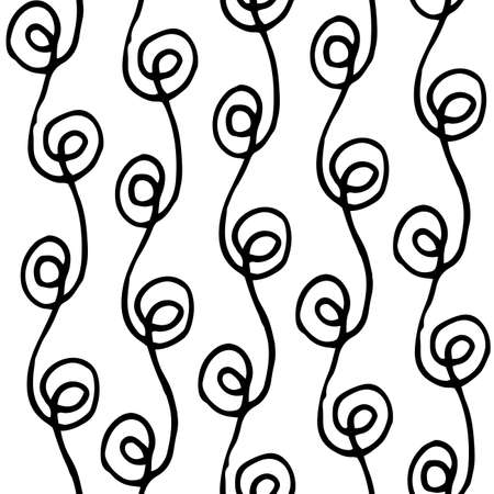Seamless pattern with hand drawn brush strokes. Ink illustration. Isolated on white background. Hand drawn black elements.のイラスト素材