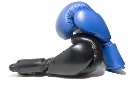 blue and black boxing glovesの写真素材
