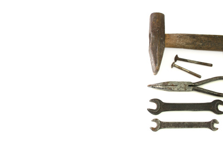 background of building tools isolated over white