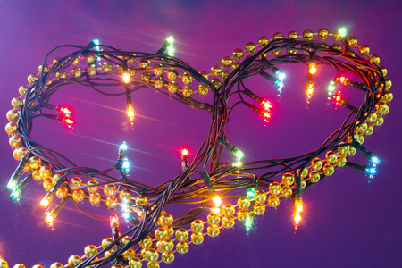 Garland in the form of heart on the mirrorの写真素材
