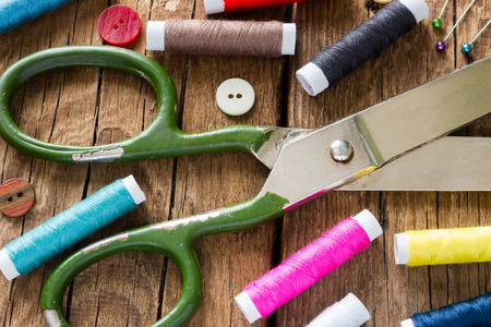 scissors and thread closeup