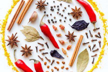seasonings for cooking on a white backgroundの写真素材