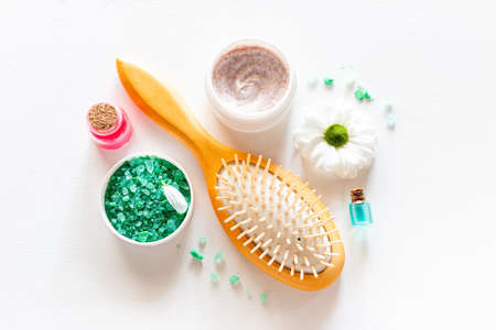 natural cosmetics, comb, skin and body care conceptの写真素材