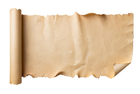 old paper sheet, scroll isolated on isolated backgroundの素材