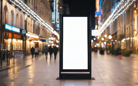 mockup of blank street billboard, banner, poster, bokeh backgroundの素材