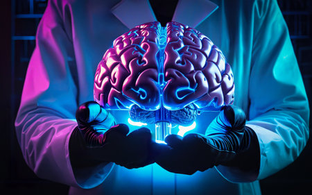 doctor, medic shows human brain, cyberpunk styleの素材