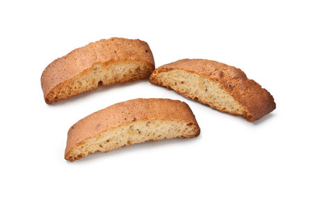 "Anicini" Cookies (or "Biscotti all'Anice") - Typical Traditional Italian Sweet - Isolated on White Backgroundの写真素材