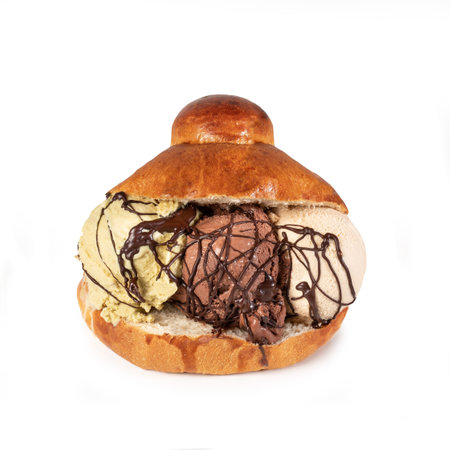 Sicilian ice cream - Brioscia with ice creamの写真素材