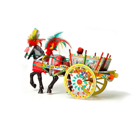Sicilian cart icon traditional - isolated on white backgroundの写真素材
