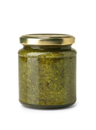 Italian Sauce of Crushed Pistachio "Pesto di Pistachio" - Isolated on White Backgroundの写真素材