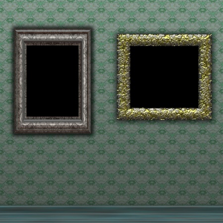 photo frame on wallの写真素材