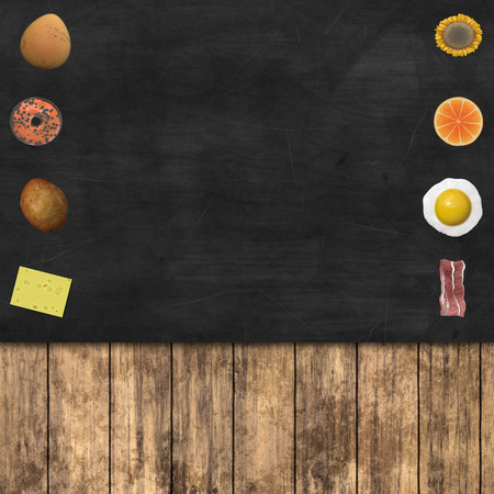chalkboard on wooden textureの写真素材