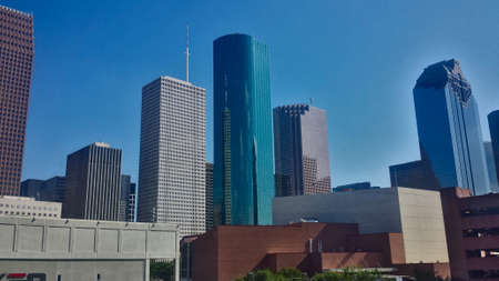 houston skyline near downtownの写真素材