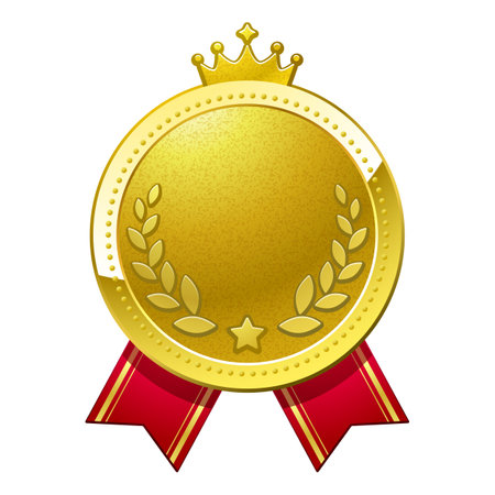 Gold medal with ribbon (two-pronged version)のイラスト素材