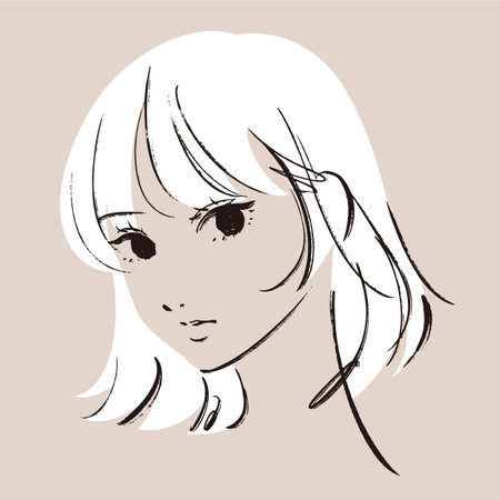 Beautiful girl in sketch style. Vector illustration. Hand drawn. Kraft paper style ver.のイラスト素材
