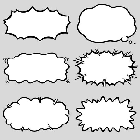 Large speech bubble set for title (gray background ver.)のイラスト素材
