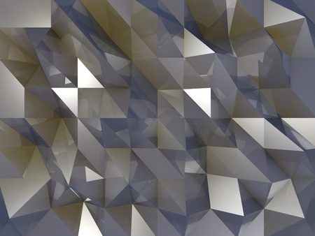 Brown and Blue crystals background with reflections and shinning trianglesの写真素材