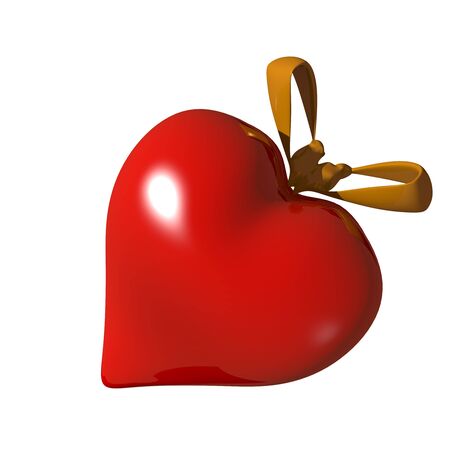 3D Illustration of a closed Heart Shape Box with laceの写真素材
