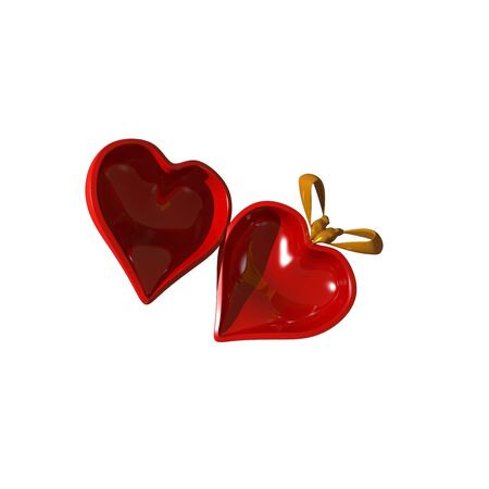 3D Illustration of an opened Heart Shape Box with laceの写真素材