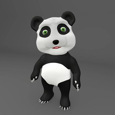 Cute Panda baby 3D Illustration in Resting Poseの写真素材