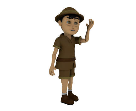 Little Child Adventurer 3D Rendering posesの写真素材