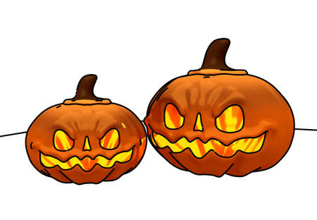 Halloween Pumpkim Scary 3D Illusrtationの写真素材