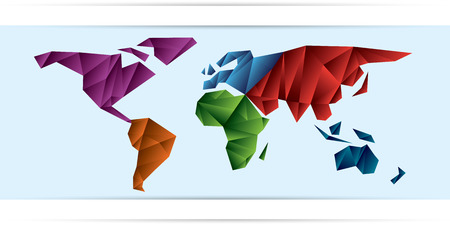 World Map frozen triangles of continents different colorのイラスト素材