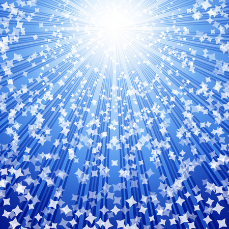 stars coming down on rays of light. Illustration for your design.のイラスト素材