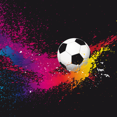 The colorful footballs on a black background.のイラスト素材