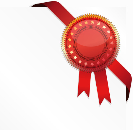 Corner ribbon and quality certificate. Illustration for your design.のイラスト素材