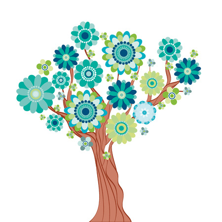 Abstract tree made of flowers. illustrationのイラスト素材