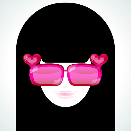 Girl in pink sunglasses のイラスト素材