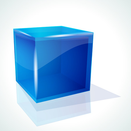  blue cube on white background のイラスト素材