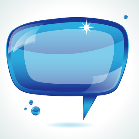 Blue glossy speech bubble - vector background のイラスト素材