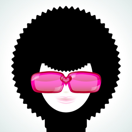 Girl in pink sunglasses, vector imageのイラスト素材