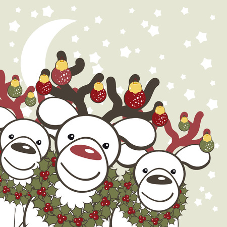 Christmas background with funny reindeers Santa Claus.のイラスト素材
