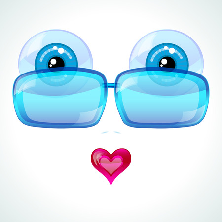 Blue eyes, blue sunglasses and a pink heart, vector illustration.のイラスト素材