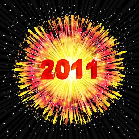New Year's background with a flash of fireworks. Vector illustration.のイラスト素材