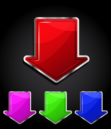 Arrow glossy download button, icon, eps10.のイラスト素材