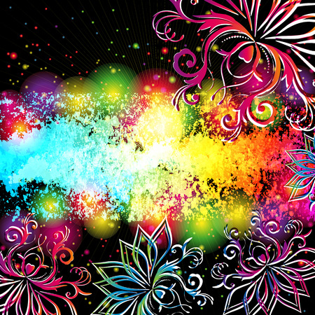 Abstract floral background with oriental flowers.のイラスト素材