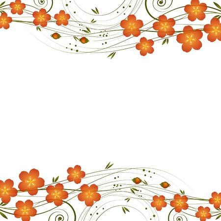 Vector abstract background with curl and flowers.のイラスト素材