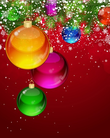 Christmas background with snow-covered branches of Christmas tree.のイラスト素材