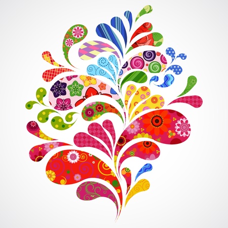 Splash of floral and ornamental drops background.のイラスト素材